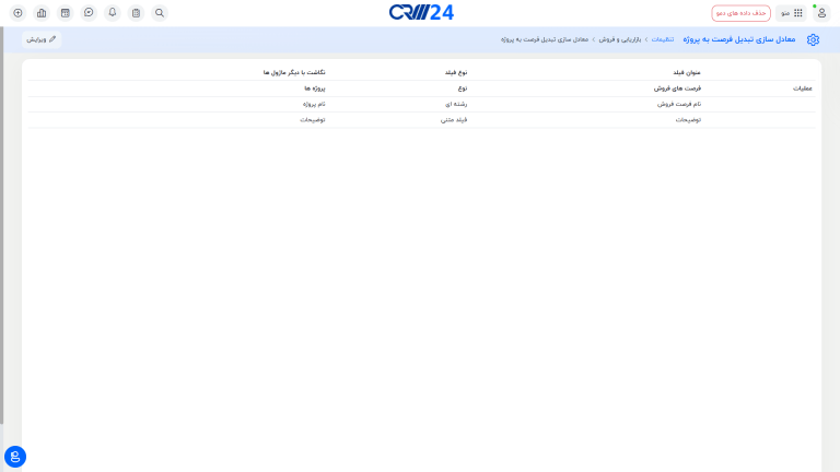 معادل سازی تبدیل فرصت فروش به پروژه