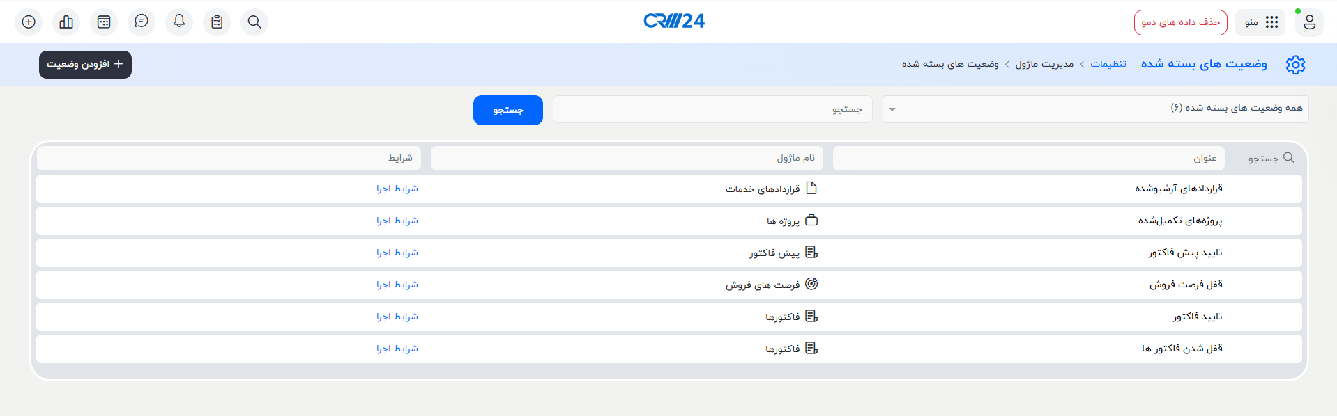افزودن وضعیت های بسته شده